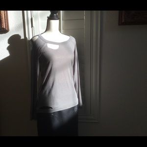 Trendy, Taupe, Torn, Jersey Pullover Top